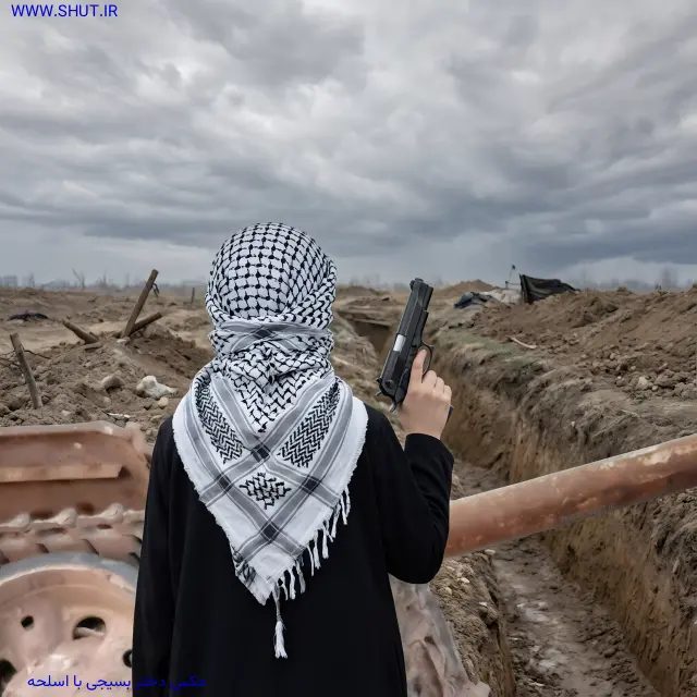 عکس دختر بسیجی با اسلحه